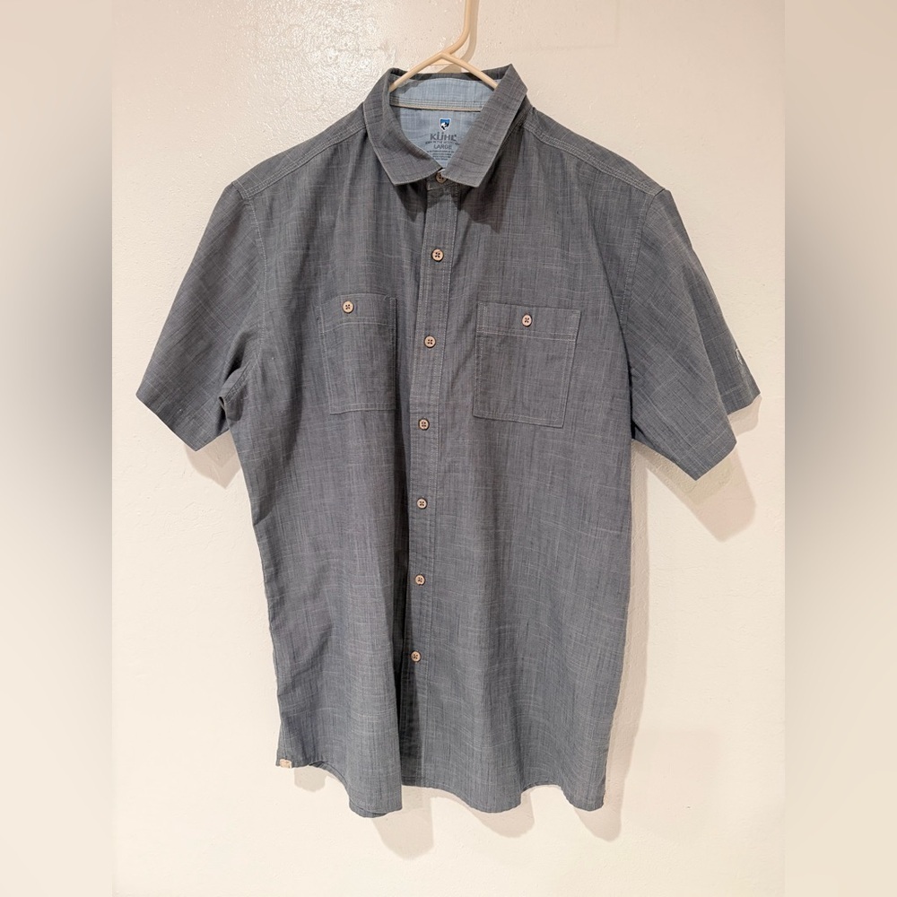 Kuhl Gray Short Sleeve Button Down Shirt Size L